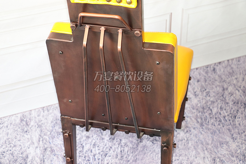 超重型 黄色座垫 金字塔餐椅 靠背带手提拉扣 特色椅子